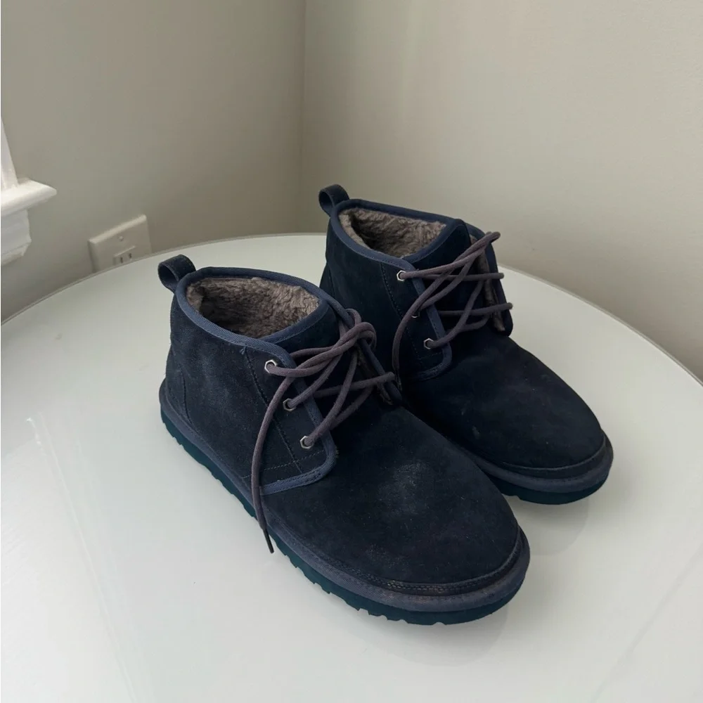 UGG Neumel Blue Boots Size 13 Suede + Shearling + Wool Chukka Boots | Coastal